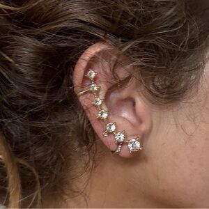 New C&C California Earrings ear crawlers crystal gold plated climbers gemstone